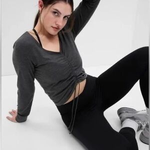 Gray Ruched Long Sleeve Top